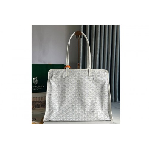 Goyard Hardy PM bag in White Goyardine Canvas and Decize Taurillon Leather
