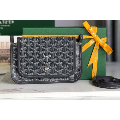 Goyard Plumet pocket wallet in Gray Goyardine Canvas and Chevroches Calfskin