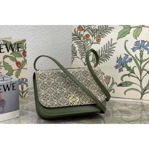 Loewe Small Goya bag in Green Anagram jacquard and calfskin