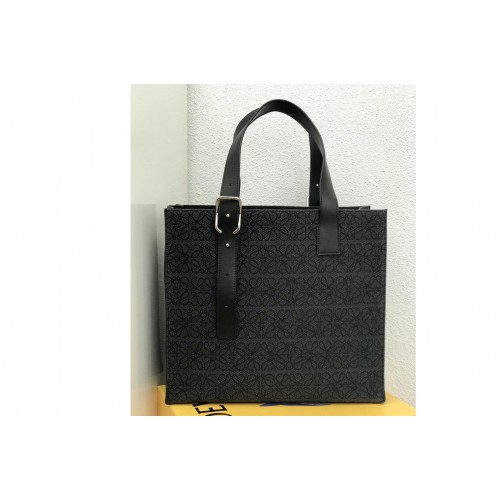 Loewe Buckle Tote in Anthracite Black Anagram jacquard and calfskin