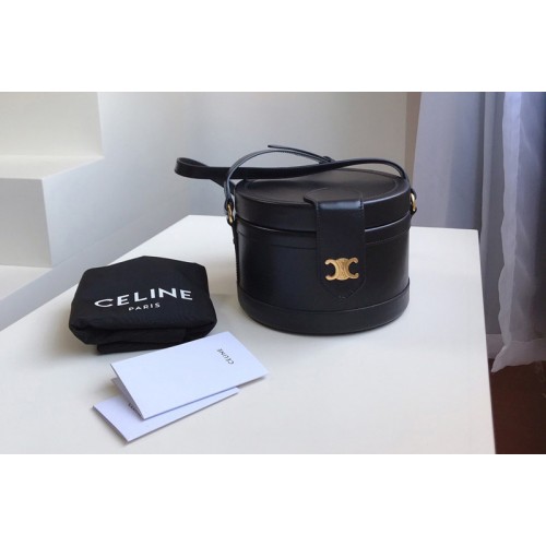 Celine medium tambour bag in Black smooth calfskin