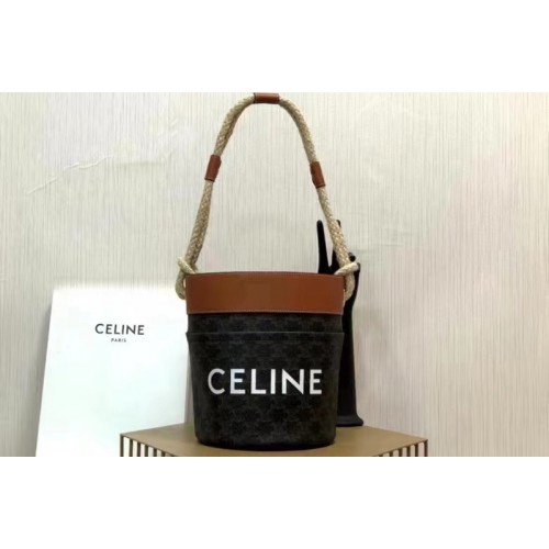 Celine BUCKET CELINE IN TRIOMPHE CANVAS WITH CELINE PRINT Tan