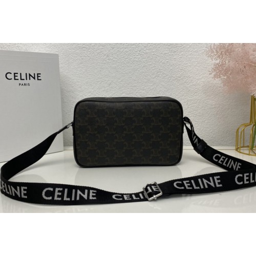 Celine MEDIUM MESSENGER BAG IN Black TRIOMPHE CANVAS