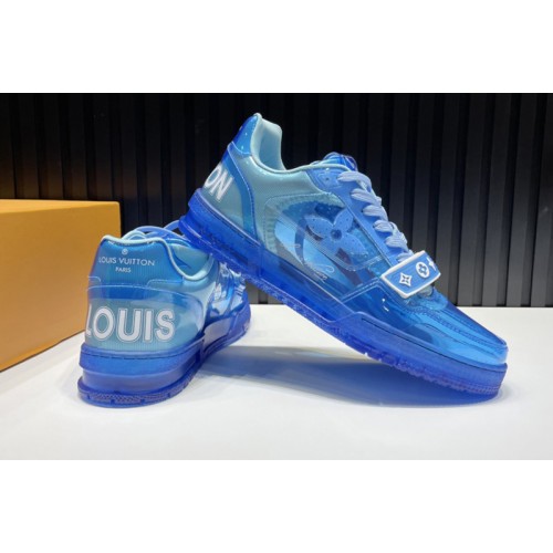 Louis Vuitton 1A98X5 Trainer sneaker in Blue Transparent canvas Louis Vuitton 1A98X5 Trainer sneaker in Blue Transparent canvas