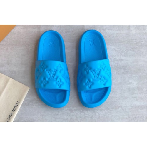 Louis Vuitton 1A9FK3 Waterfront mule Sandal in Blue Monogram-embossed rubber Louis Vuitton 1A9FK3 Waterfront mule Sandal in Blue Monogram-embossed rubber