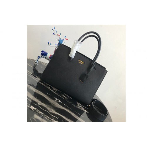 Prada 1BA153 Large Saffiano Leather Handbag in Black Saffiano Leather