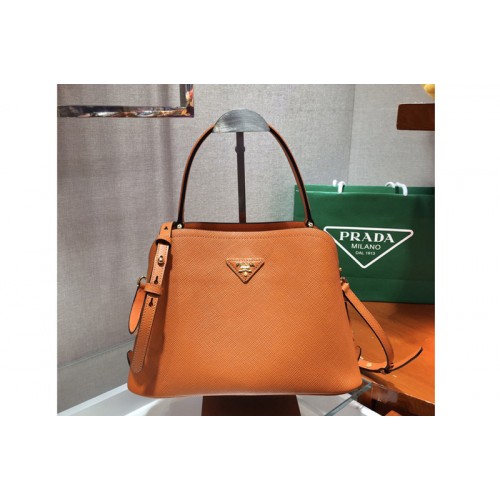 Prada 1BA282 Medium Saffiano Leather Prada Matinee Bag in Orange Saffiano Leather