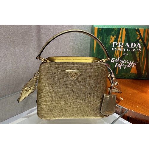 Prada 1BA286 Matinee Micro Saffiano leather bag in Gold Saffiano leather