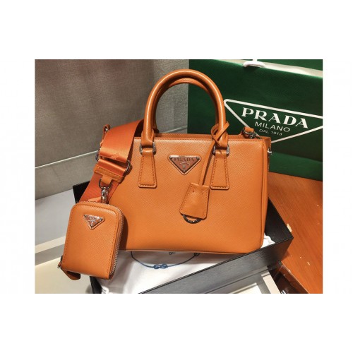 Prada 1BA296 Galleria Small Saffiano Leather Bags in Orange Saffiano Leather