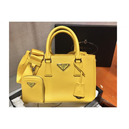 Prada 1BA296 Galleria Small Saffiano Leather Bags in Yellow Saffiano Leather