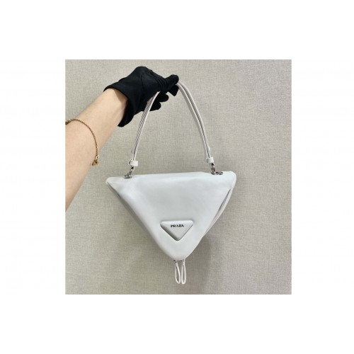 Prada 1BA315 Padded nappa leather handbag in White nappa leather
