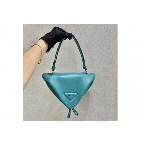 Prada 1BA315 Padded nappa leather handbag in Green nappa leather