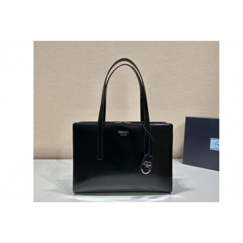 Prada 1BA350 Re-Edition 1995 brushed-leather medium handbag in Black Leather