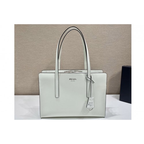 Prada 1BA350 Re-Edition 1995 brushed-leather medium handbag in White Leather