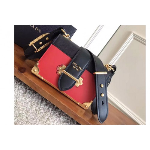Prada 1BD045 Prada Cahier leather bag on Red Leather
