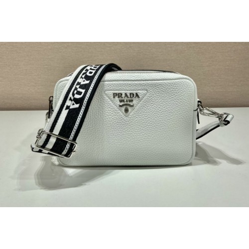 Prada 1BH082 Leather bag with shoulder strap on White Leather