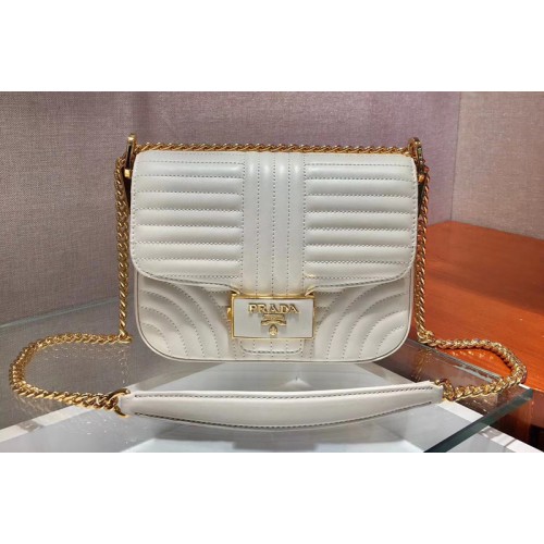 Prada 1BD217 Diagramme leather shoulder bags White Calf leather
