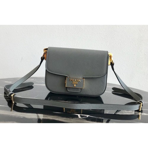 Prada 1BD217 Embleme Saffiano leather bag in Gray Saffiano leather