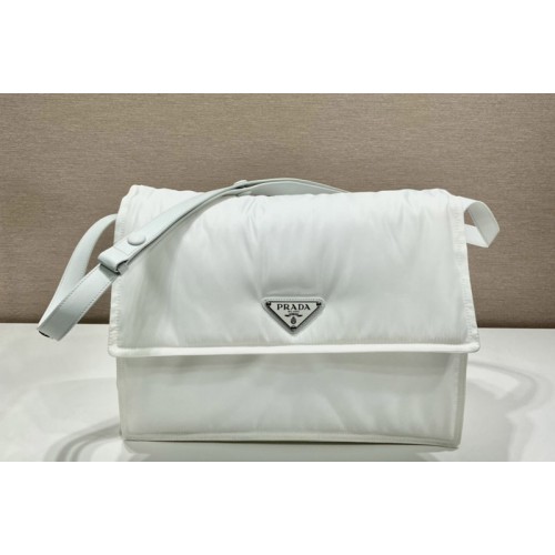 Prada 1BD256 Large padded Re-Nylon shoulder bag in White Nylon Prada 1BD256 Large padded Re-Nylon shoulder bag in White Nylon