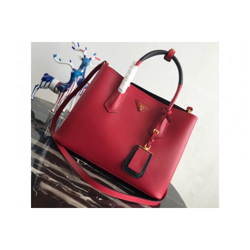 Prada 1BG775 Double Medium Bag in Red Saffiano leather