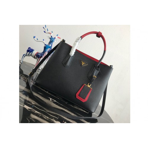 Prada 1BG775 Double Medium Bag in Black Saffiano leather