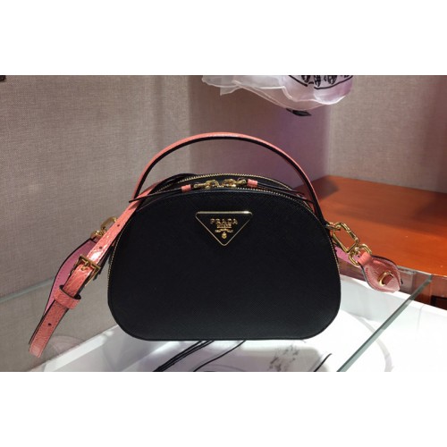Prada 1BH123 Odette Saffiano leather bags Black Pink Saffiano leather Prada 1BH123 Odette Saffiano leather bags Black Pink Saffiano leather