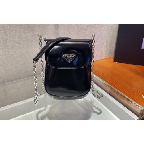 Prada 1BH185 Brushed leather mini-bag in Black brushed leather