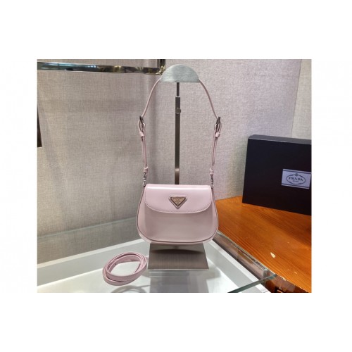 Prada 1BH188 Cleo brushed leather shoulder bag in Pink brushed leather