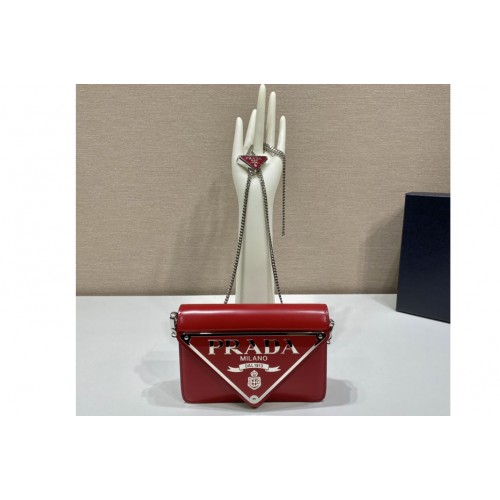 Prada 1BH189 Brushed leather shoulder bag in Red Leather Prada 1BH189 Brushed leather shoulder bag in Red Leather