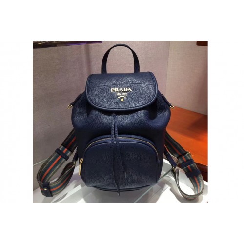 Prada 1BZ035 Leather backpack Blue Calf leather