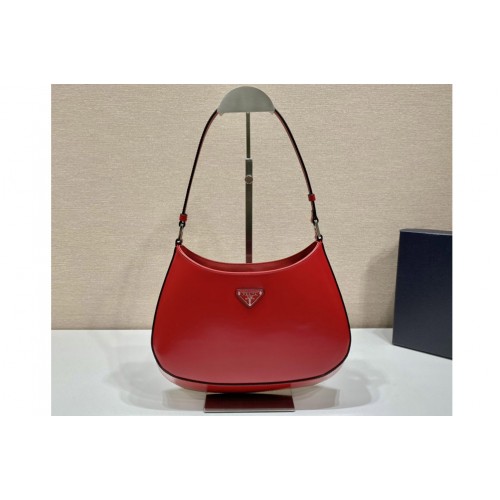 Prada 1BC499 Prada Cleo brushed leather shoulder bag in Red Leather