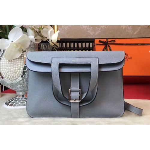 Hermes Halzan 31 Bags Original Taurillon Leather Light Blue