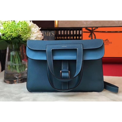 Hermes Halzan 31 Bags Original Taurillon Leather Blue