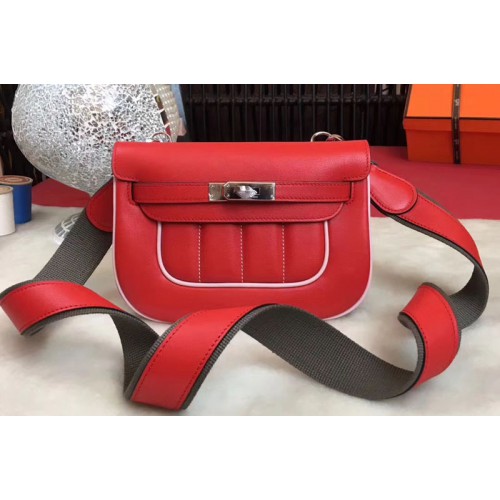 Hermes Berline 20cm Original Swift Leather Bags Red White Hermes Berline 20cm Original Swift Leather Bags Red White