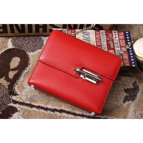 Hermes mini Chevre verrou 18cm shoulder Bag Original Togo Leather Red Hermes mini Chevre verrou 18cm shoulder Bag Original Togo Leather Red