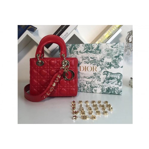 Dior M0538 My ABCDior Lambskin Bags Red Lambskin Leather