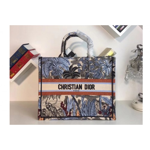 Dior M1286 Book Tote 42mm Bag in Embroidered canvas With Blue Leaf