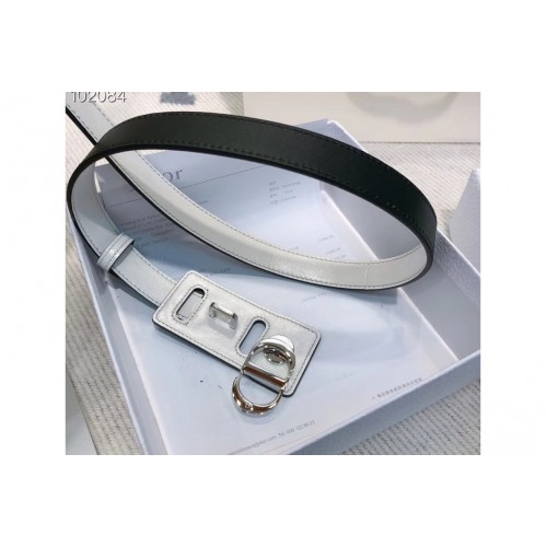 Dior 30 Montaigne lambskin belt With Silver CD buckle in White lambskin Leather