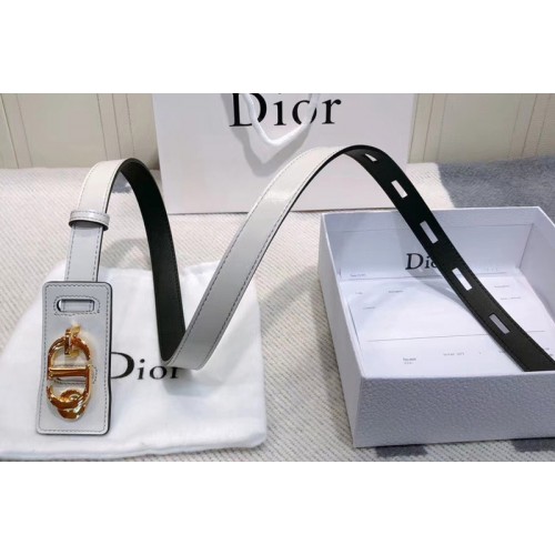 Dior 30 Montaigne lambskin belt With Gold CD buckle in White lambskin Leather