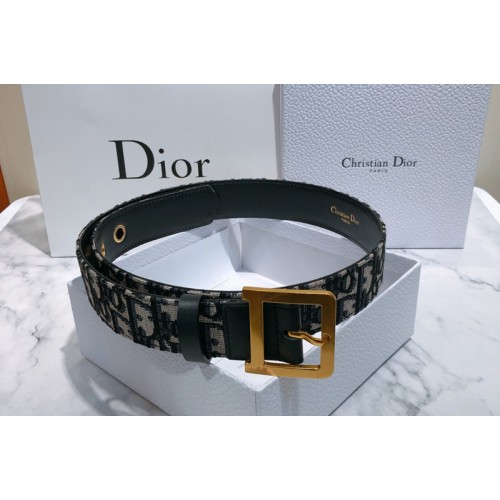 Diorquake Dior Oblique Belt 35mm in blue Dior Oblique jacquard canvas