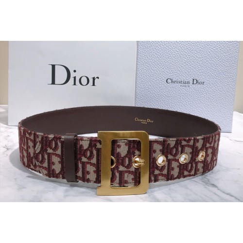 Diorquake Dior Oblique Belt 55mm in burgundy Dior Oblique jacquard canvas
