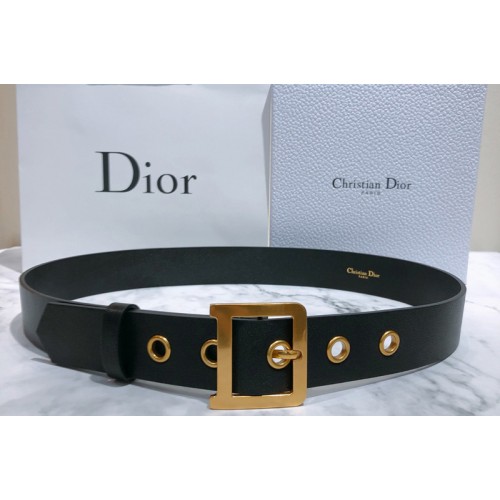 Dior Diorquake Calfskin Belt 35mm in Black Calfskin Leather