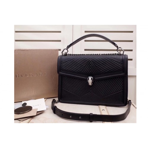 Bvlgari Serpenti Forever Serpenti Diamond Blast Top Handle Bags Black Quilted Nappa Leather