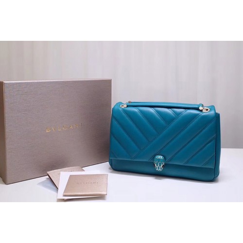 Bvlgari Serpenti Cabochon Shoulder Bags Blue Nappa Leather Bvlgari Serpenti Cabochon Shoulder Bags Blue Nappa Leather