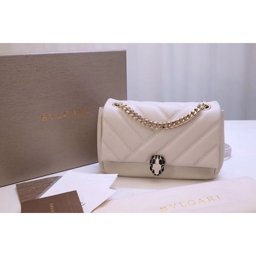 Bvlgari Serpenti Cabochon Shoulder Bags White Nappa Leather Bvlgari Serpenti Cabochon Shoulder Bags White Nappa Leather