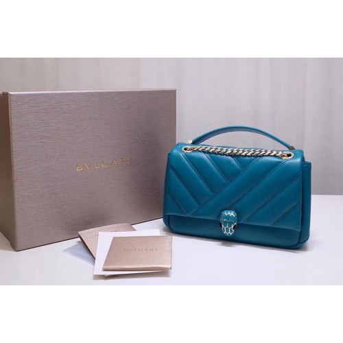 Bvlgari Serpenti Cabochon Shoulder Bags Blue Nappa Leather Bvlgari Serpenti Cabochon Shoulder Bags Blue Nappa Leather