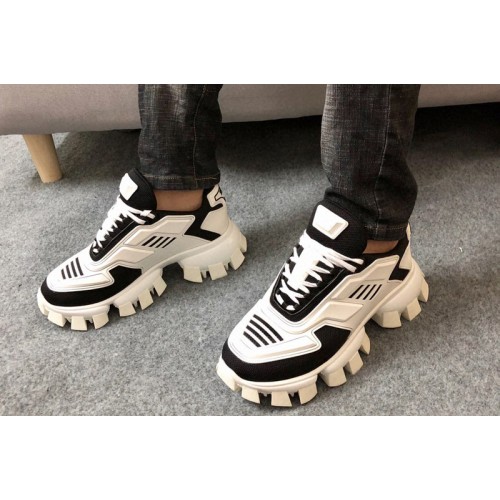 Prada 2EG293 Cloudbust Thunder knit sneakers White Black Fabric