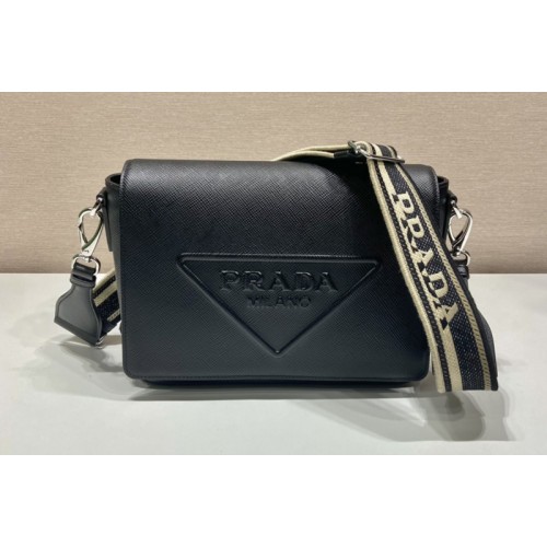 Prada 2VD046 Saffiano leather shoulder bag in Black Leather