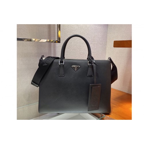 Prada 2VG061 Saffiano Leather Tote Bag in Black Calf leather