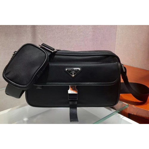 Prada 2VH074 Nylon and Saffiano leather shoulder bags Black Nylon